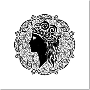 Virgo Mandala Zodiac in Black and White Posters and Art